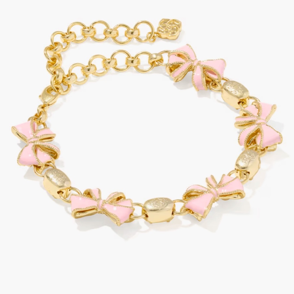 LoveShackFancy x Kendra Scott pink & gold bow bracelet & earring studs new